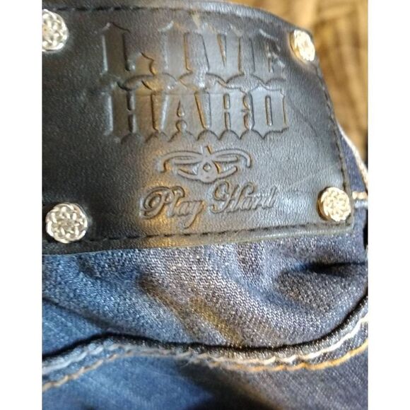 Live Hard Play Hard NWT Jeans Women Size 26 Rhinestone Embellished Pockets - Picture 8 of 8